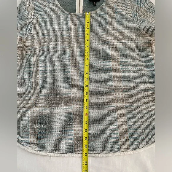 W5 Knit Textured Blue Beige Fringe Bottom Shirt Size XL - Picture 5 of 8